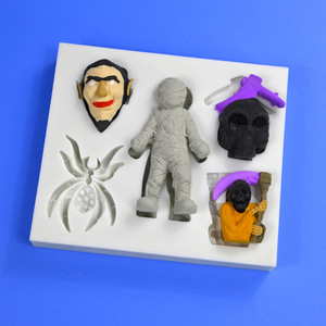 Molde <span class=keywords><strong>de</strong></span> Silicona para Fondant <span class=keywords><strong>de</strong></span> Halloween con Diseño <span class=keywords><strong>de</strong></span> Araña, Dedo Roto y Zombie, para <span class=keywords><strong>Pastel</strong></span> y Chocolate - Product Image 3