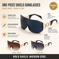 Lunettes de soleil TWOOO 40001 monobloc surdimensionnées, protection UV400, verres PC ultra-légers, unisexe, enveloppantes, dégradées, avec logo OEM