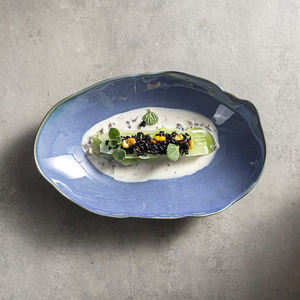 Design Durável Vajilla De Porcelana Vajilla Azul Porcelana Louça Turquia Seafood Oval Peixe Frango Prato De Servir - Product Image 2