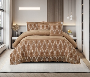 Phong Cách Hiện Đại Baroque Sang Trọng 3-Mảnh Nhung Bộ Đồ Giường Đặt Phong Cách Mới Ren Thêu Comforter 1 Duvet 2 Vỏ Gối Dệt - Product Image 6