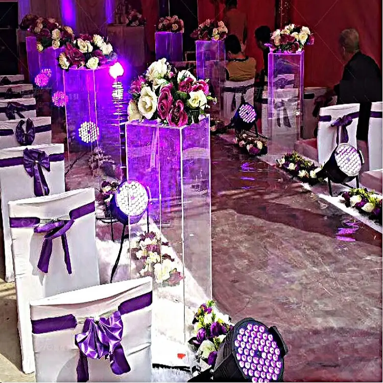 एक्रिलिक पारदर्शी सड़क नेतृत्व शादी की पार्टी स्टेज तालिका centerpieces पृष्ठभूमि क्रिस्टल तह स्तंभ फूल स्टैंड सजावट