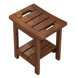Tabouret de douche en teck massif pour la maison, chaise de salle de bain en bois, siège de sauna, double usage sec/humide, artisanat en bois - Product Image 5