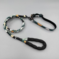 Collier pour chien moderne rembourré et réfléchissant de 2,5 cm de large, durable, pour chiens de taille moyenne/grande, avec laisse élastique de 130-170 cm, anti-traction, équipement de promenade 100% efficace
