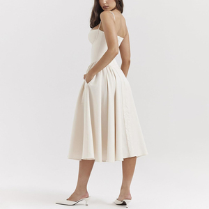 Guangzhou Women's Clothing Fabricante Pequeno Lote Design Personalizado Nova Alta Qualidade Elegante Casual Halter Mulheres Vestidos - Product Image 2