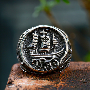 Anillo de Acero Inoxidable con Diseño de Tentáculo de Pulpo, Monstruo Marino Nórdico, Barco <span class=keywords><strong>Drakkar</strong></span> Vikingo Vintage, para Hombre - Product Image 2