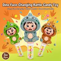 Jouet hochet dinosaure amusant à visages changeants, bonbons en tablette de 5g en tube, hochet créatif en forme de dinosaure pour enfants