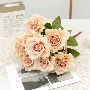 Duofu 11 cabezas Flor de hibisco decoración del hogar flores artificiales arreglo de boda rosas - Product Image 5