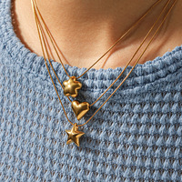 Collier pendentif Novirassine en acier inoxydable plaqué or 18 carats, motif cœur, étoile et fleur, chaîne serpent minimaliste, bijoux pour femme
