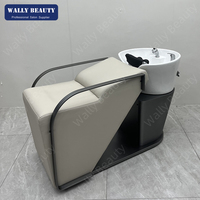 Poltrona Moderna per Lavaggio Capelli WallyBeauty con Lavabo in Ceramica, Reclinabile con Braccioli per Saloni Professionali