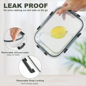 Ensemble de 12 contenants de rangement écologiques pour la cuisine en verre et en plastique avec couvercle en verre trempé intégré pour le stockage des aliments - Product Image 2