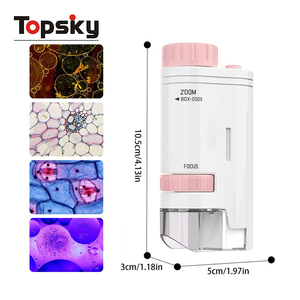 Microscope de poche en plastique 60-200x, jouets éducatifs scientifiques STEM pour l'extérieur, portables - Product Image 1