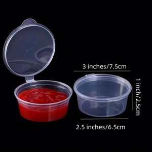 Recycled Restaurant PP Mini 1oz 2oz Eco-Friendly Biodegradable Clear Disposable <b>Sauce</b> Cups with Hinged Lid - Product Image 2