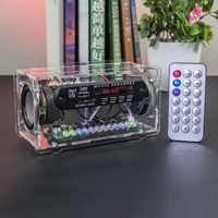 PACKBOXPRICE Kit de haut-parleurs BT carte Radio FM Audio pièces de coque en acrylique avec indicateur de niveau de contrôle du son LED