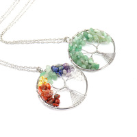 Usine directe coloré pierre naturelle clair Quartz cornaline amour cadeaux cristal vie arbre Fortune collier