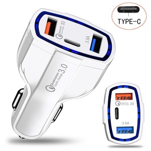 Venta al por mayor de fábrica QC3.0 Cargador de coche USB <span class=keywords><strong>3</strong></span> puertos Tipo C Cargador USB Adaptador de corriente para encendedor de cigarrillos para computadora portátil - Product Image 5