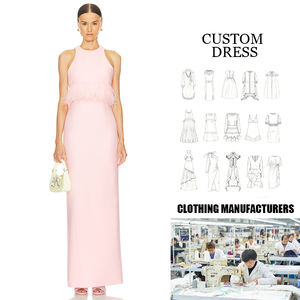 ウエストとソフトピンクのロングドレスラインに特別なトリートメントを備えた2025年の新しい婦人服 - Product Image 1