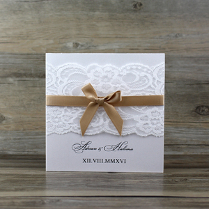 <span class=keywords><strong>Precio</strong></span> al por mayor hecho a mano encaje púrpura oro cinta arco plegable <span class=keywords><strong>boda</strong></span> tarjetas de invitación para <span class=keywords><strong>boda</strong></span> cumpleaños - Product Image 2