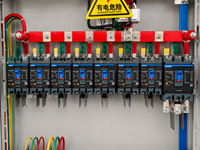 Armoire de distribution électrique extérieure étanche avec auvent anti-pluie, disjoncteur MCCB, barre omnibus en cuivre, panneau de commande de moteur
