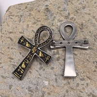 Broche pour homme Yiwu Aceon en acier inoxydable moulé, style vintage, noir, doré, argenté, avec motifs 3D animal, croix, aile, triangle et croix égyptienne