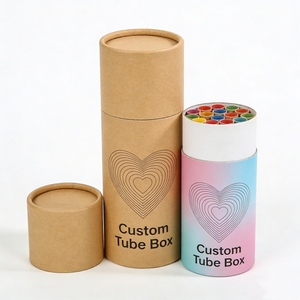 Boîte ronde en papier kraft brun écologique avec couvercle scellé, tube d'emballage cylindrique portable pour le rangement des pinceaux à aquarelle - Product Image 1