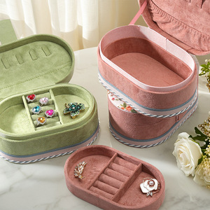 Customized Velvet <strong>Jewelry</strong> Organizer case Bracelet Necklace Ring <strong>Boxes</strong> Small Mini Travel Portable Velvet <strong>Jewelry</strong> Box - Product Image 2
