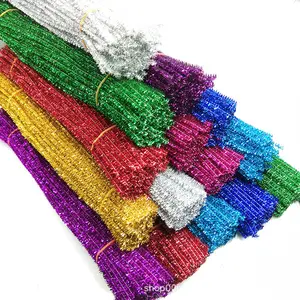 100PCS em um 30cm Soft Fuzzy Glitter Sticks Craft Pipe Cleaner DIY Twist Magic Wire Crianças DIY puzzle brinquedos