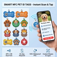 Porte-clés intelligent NFC avec puce, étiquette QR pour animaux de compagnie, affichage du nom, contact, photo, historique des allergies, protection de la vie privée, étiquette de collier en PVC souple