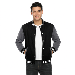 Nouvelle arrivée, veste bomber en cuir avec logo brodé, veste varsity en cuir pour unisexe - Product Image 1