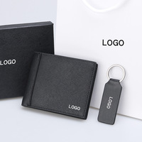 Dompet Pria Kulit Asli 100% Baru Dengan Kantong Koin Ber-resleting, Logo Dapat Disesuaikan, Dompet Pria dan Tempat Kartu, Dompet Kulit Pria