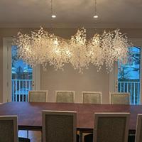 Lustre artisanal en forme de branche, en métal doré, avec pampilles en verre, luminaire suspendu personnalisé pour hall d'hôtel, restaurant, projet
