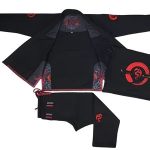 Ensemble de kimono de BJJ noir avec imprimé dragon rouge, respirant, en spandex et polyester, unisexe, adulte, Gi de jiu-jitsu - Product Image 1