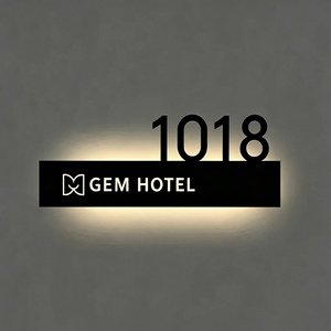 Custom Outdoor Waterproof Office Door Sign LED Backlit <strong>House</strong> Number Sign 3D Metal Aluminum Hotel Villa Door Address <strong>Plaque</strong> - Product Image 2