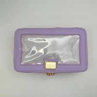 Sac de rangement pour tuiles de Mahjong américain, avec fermeture éclair à pompon, en PVC transparent, coloré, clair, durable et pratique pour le divertissement