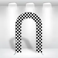 Support de toile de fond 3D en métal noir et blanc à motif damier, cadre en aluminium pour photomaton, décoration murale pour mariage, anniversaire, événement