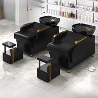 Perlengkapan Salon Rambut Desain Modern Mewah, Kursi Keramas dengan Spons Kepadatan Tinggi, Bak Keramik, Sandaran Kaki yang Dapat Disesuaikan
