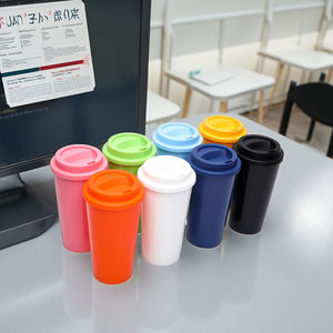 Taza de Viaje <span class=keywords><strong>para</strong></span> Café Helado de Marca Popular, de 16 Onzas, Cónica, Portátil, de Plástico PP de Doble Pared, Reutilizable, Apta <span class=keywords><strong>para</strong></span> Lavavajillas, con Aislamiento Térmico de 6 Horas - Product Image 1