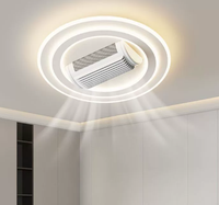 Ventilateur de plafond intelligent sans pales HFBH moderne IP44 LED AC avec commande vocale, spectre complet, avec lumière