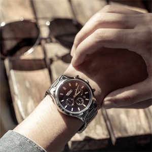 Montre sport à quartz pour homme MEGIR 2150, bracelet argenté 22 cm, étanche 3 ATM, collection 2022, offre spéciale - Product Image 6