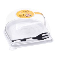 Boîte d'emballage transparente pour gâteaux roulés à la japonaise, style peau de tigre, pour rouleaux, crêpes, portions coupées, avec couteau et fourchette inclus.