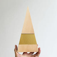 Trophée en bois personnalisé avec plaque métallique, forme triangulaire, trophées en bois pour récompenses