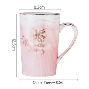 Wholesale Custom Logo 420ml Printed Porcelain <strong>Personalized</strong> Coffee Couple Cup Gift Wedding <strong>Mugs</strong> Ceramic Marble <strong>Mug</strong> With Lid Spoon