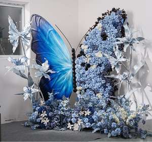 Color púrpura y rosa con <span class=keywords><strong>EVA</strong></span> y mariposa gigante de flores artificiales para decoración de bodas, juegos de ventanas de pared de fondo - Product Image 3