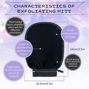 قفاز تقشير من ألياف الفسكوز الأرجواني الناعم بشعار مخصص للاستحمام ، مادة إسفنجية مصنوعة من الجلد الميت الجاف - Product Image 4