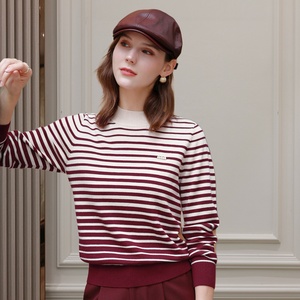 Pull en laine pour femmes, col rond, design à rayures, tricot, haut décontracté à manches longues, printemps, automne, hiver, stock disponible, <span class=keywords><strong>JLE</strong></span> JUNO - Product Image 1