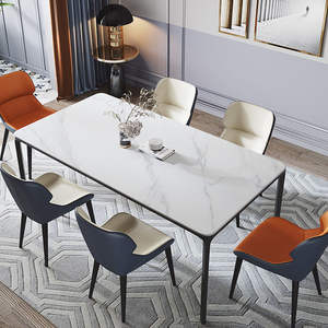 Table à manger élégante en acier inoxydable marbre Ensemble de salle à manger moderne pour la maison Dernière collection - Product Image 4