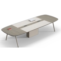 Ensemble table et chaises de conférence ovales en bois au design moderne et épuré, taille personnalisable, table de réunion longue pour bureau, mobilier à usage commercial