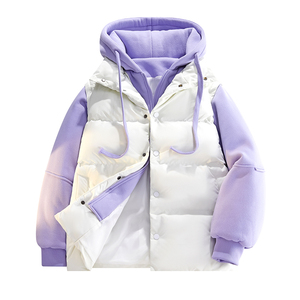 <span class=keywords><strong>เสื้อ</strong></span>โค้ทผู้ชายแบบสองชิ้นปลอมสำหรับฤดูหนาว บุ<span class=keywords><strong>ด</strong></span>้วยผ้าฝ้าย ทรงหลวม สไตล์เสื้อ<span class=keywords><strong>ฮู้</strong></span><span class=keywords><strong>ด</strong></span> แบบถุงขนมปัง - Product Image 4