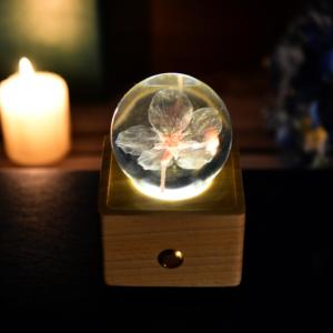 Lovebay, regalos de Navidad para bodas, flores de cerezo individuales reales en bola de cristal con luz LED, Bola de flores preservadas - Product Image 1