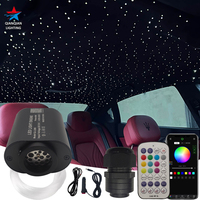 Kit d'éclairage LED à fibres optiques 6W, 500 étoiles, fibres de 2m 0,75mm, changement de couleur RGBW, contrôle par application/télécommande, décoration intérieure de coffre de voiture