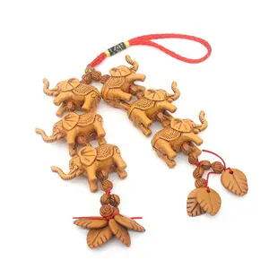 6pcs elephant resin Carving Unique Key Chain Elephant Keychain charms for Promotional Keychain gift
